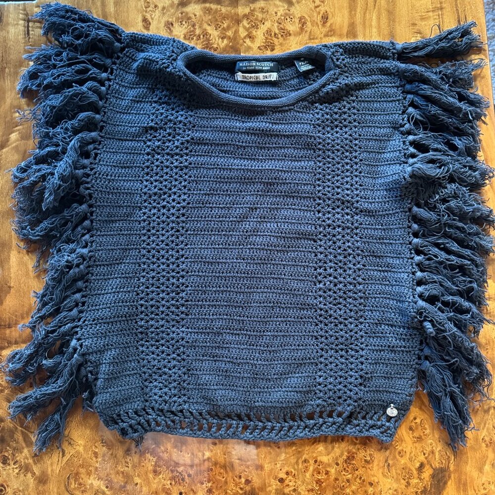 Scotch & Soda Maison Scotch - Crochet Black Tassel Top Beach Cover up - S